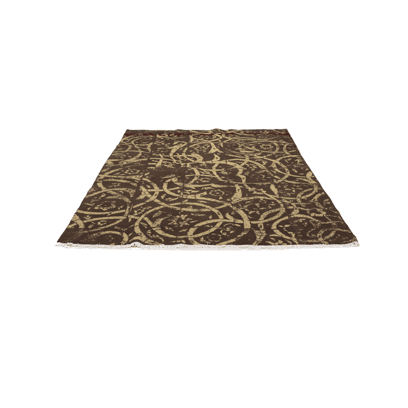 فرش دست بافت - کاشی قهوه‌ای وینتیج - ابعاد 2.9 در 1.9